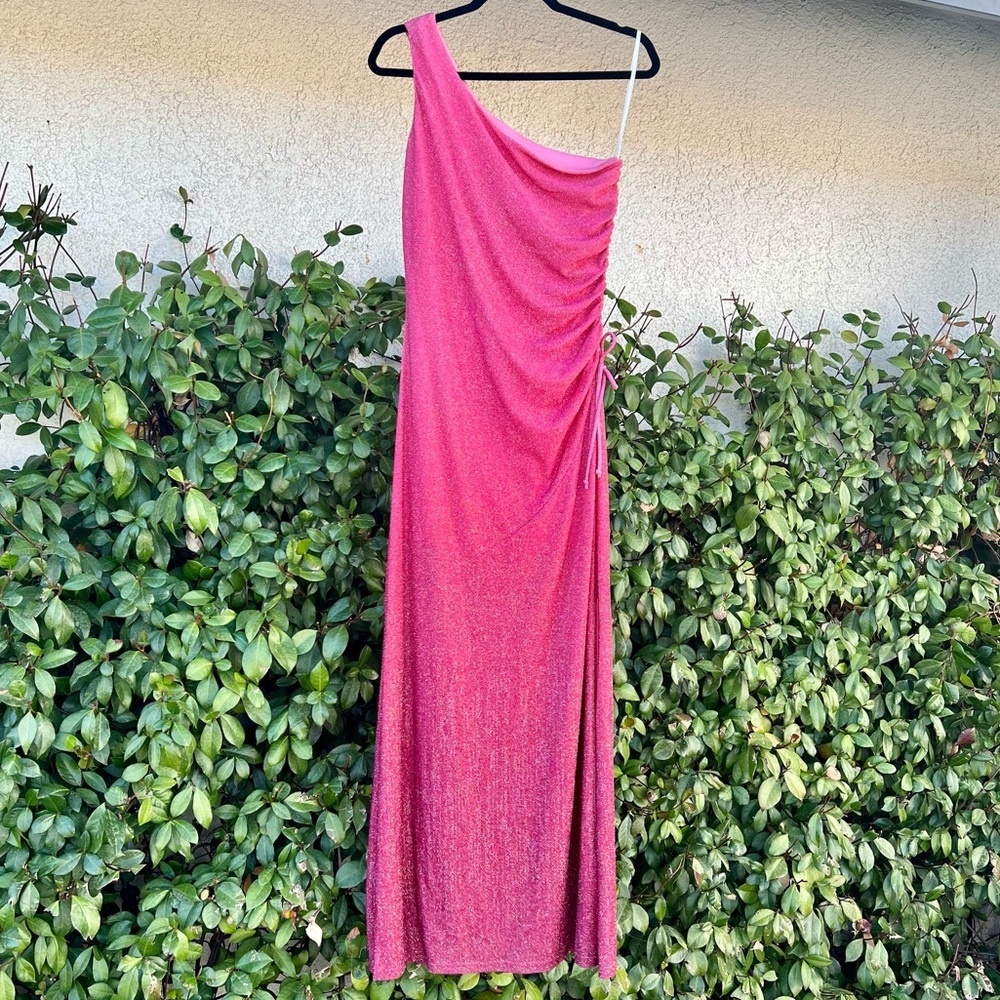 Pink One-Shoulder Maxi Dress - Brand Unknown